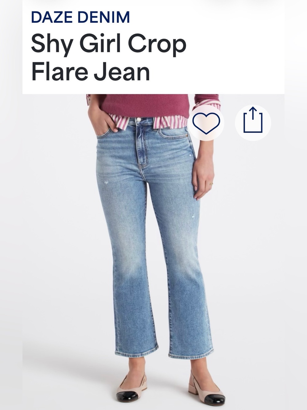 Daze Crop Flare Jean - Light Blue